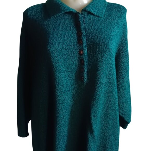 Vintage Women's Sweater Venezia Sportswear Pullover Green Knit OSFA One Size 90s - Picture 1 of 7